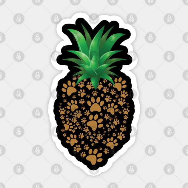 Dog - Pineapple Pawprints Sticker by Kudostees